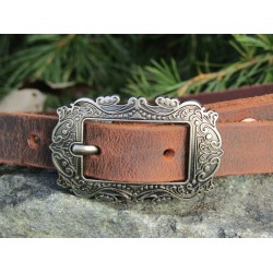 Crazy Horse brown Water Buffalo Leather narrow casual belt, Made in USA , 3/4" leather belt, narrow leather belt