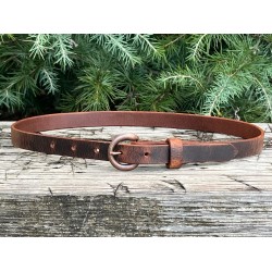 Crazy Horse brown Water Buffalo Leather narrow casual belt, Made in USA , 3/4"  wide, leather belt, narrow leather belt, skinny leather belt