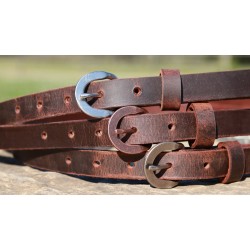 Slim Water Buffalo Leather Belt - 3/4 inch Wide, Made in USA, Customizable, Narrow Design