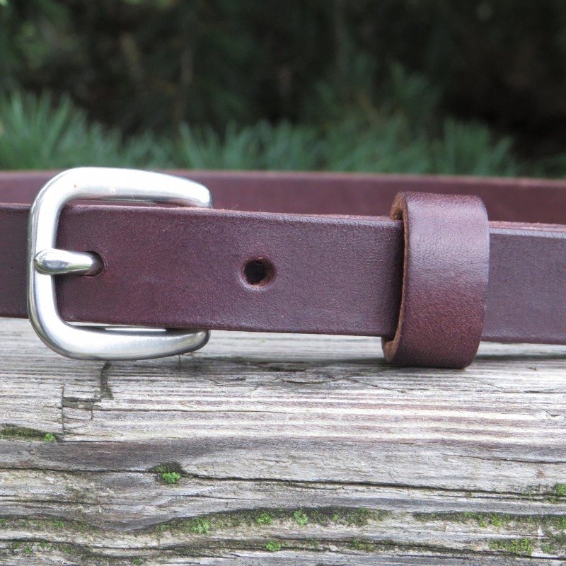 3/4" wide Dark brown Bridle Leather belt, narrow belt, Full Grain leather belt, handmade belt, womens leather belt,Skinny Leather belt